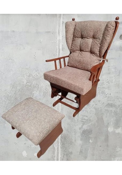Sallanır Sandalye 90387model Ayaklık Minder Kayın Ceviz Renk Nubuk Kumaş Elyapım Ceviz
