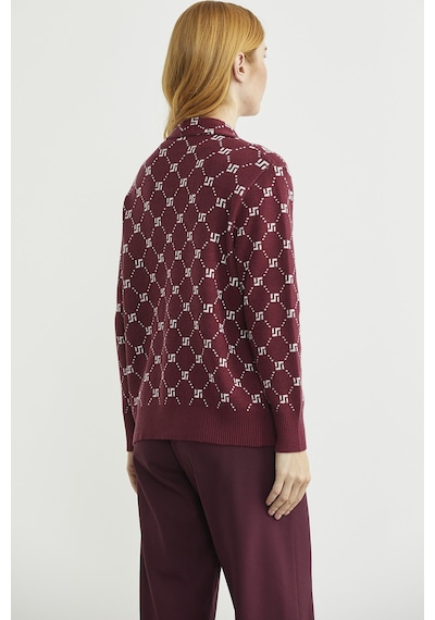 Sementa Logolu Cep Detaylı Oversize Triko Hırka - Bordo Bordo