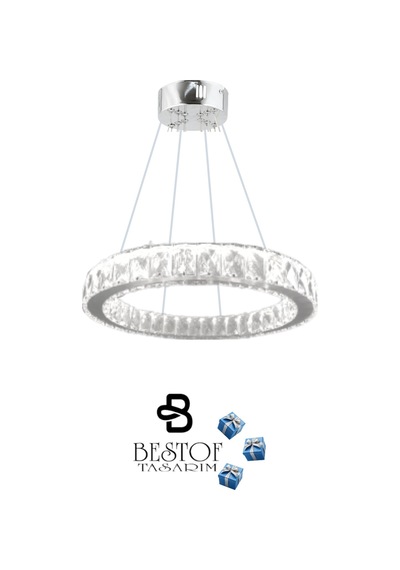 ZİLLA TEKLİ MODERN SARKIT KRİSTAL TAŞLI LED AVİZE - 3 RENK (Beyaz - Sarı - Gün Işığı)30 CM
