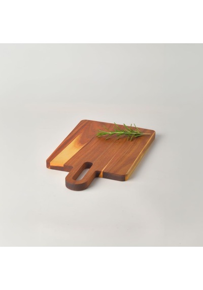 Deconox Doğal Akasya Ahşap Dikdörtgen Kesme Tahtası Ve Sunum Tepsisi 30x18 Cm Saplı Pratik Doğrama Panosu, Ste Diğer