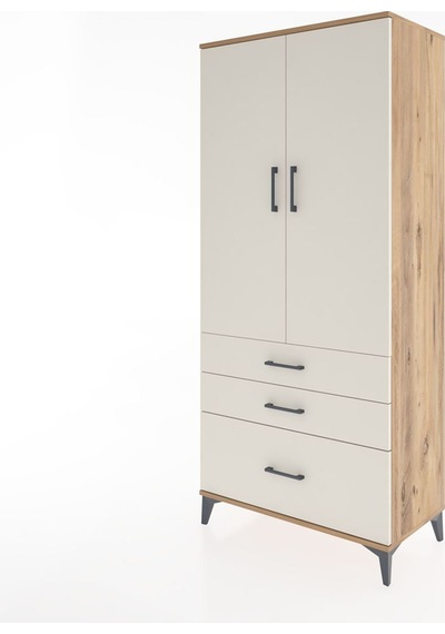 Hyperion Dolap 2 Raflı 3 Çekmeceli Tek Askılı 88x44x195 Çam-a... Çam