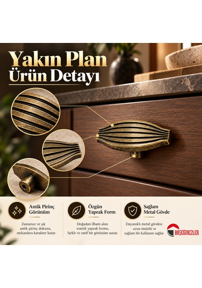 Haskan Taha Düğme Kulp Antik Sarı