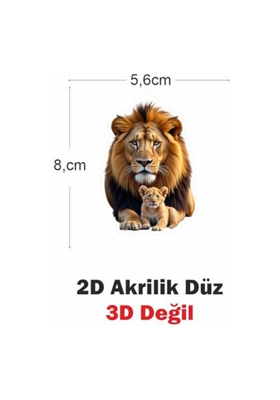 Araba Ayna Süsü, Araba Süsü, Çanta Aksesuarı - Aslan - Pleksi Malzeme, Uv Baskılı - 007 Açık Gri