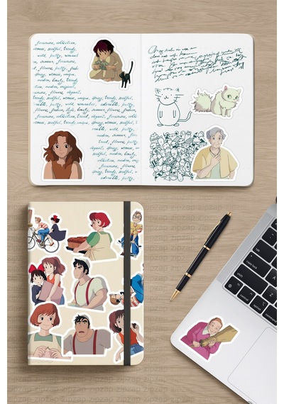 Kiki's Delivery Service Anime Telefon Laptop Bujo Yapışkanlı Folyo Sticker Paketi 23 Adet Çok Renkli
