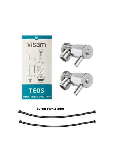 VİSAM Teos İç Takım 2 Ad Ara Musluk Fleks Rezervuar İç Takım Seti Krom