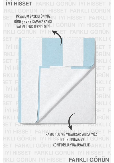 Çizgili Blue Blanc Plaj Havlusu - Akdeniz İtalyan Stil Mavi Beyaz Hızlı Kuruyan Mikrofiber Havlu Çok Renkli