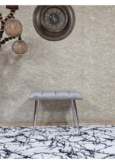 Zafir Krom Sivriltme Ayaklı 60 Cm Puf Bench - Puf - Bench - Oturak - Mutfak Oturağı - Antre Oturağı Gri