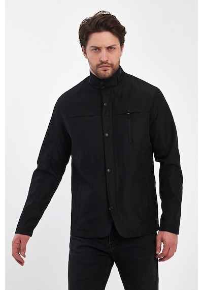 Sivaist Erkek Siyah Regular Uzun Mevsimlik Pamuk Polyester Karışımlı Safari Mont - Siyah