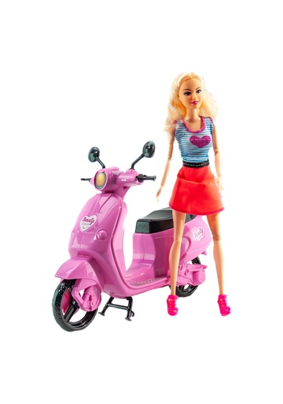 Oyuncak Kız Bebek Pembe Scooter Motosikletli Sonsuz Hareket Bebek