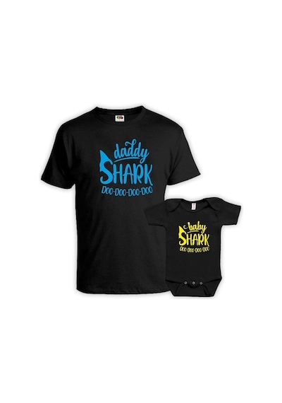 Daddy Baby Shark Baba Oğul Kız Tişört Zıbın Kombini