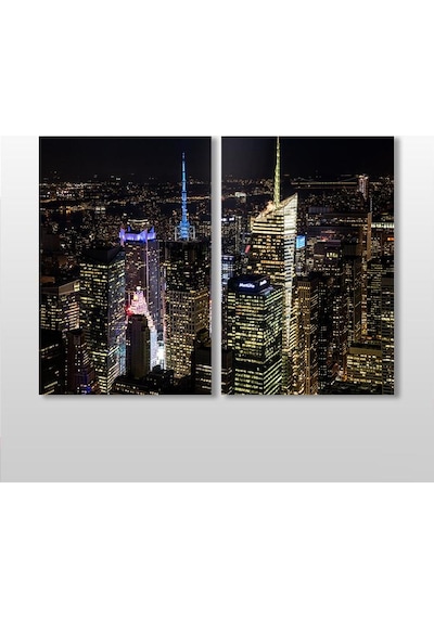 Gece Şehir Manzarası Kanvas Tablo 100x90cm