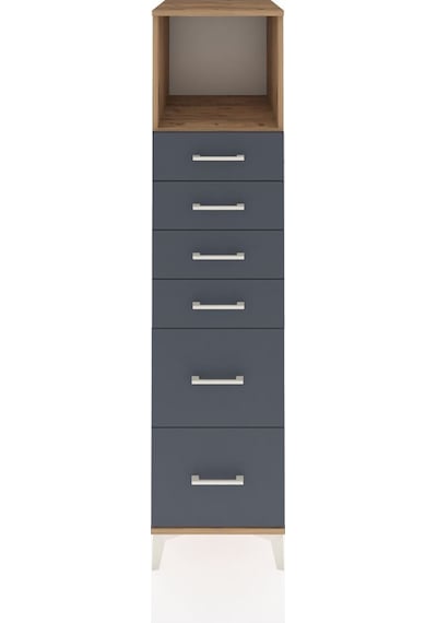 Kronos Dolap Tek Raflı 6 Çekmeceli 44x59x182 Çam-antrasit Atlas Çam