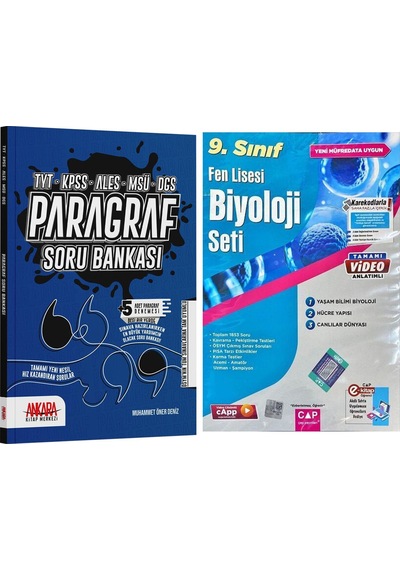 Çap Yayınları 9.sınıf Fen Lisesi Biyoloji Seti Ve Akm Paragraf Soru Bankası Seti 2 Kitap