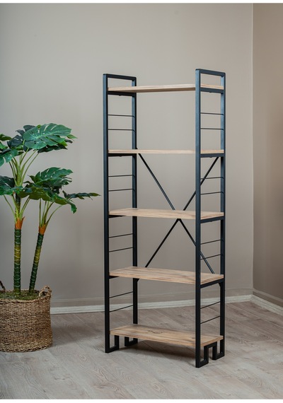 Modern 5 Katlı Kitaplık Ahşap Metal Raf Ünitesi Dekoratif Dar Ofis Salon 60x155x30 Cm Siyah Modern 5 Katlı Kitaplık Ahşap Metal Raf Ünitesi Dekoratif Dar Ofis Salon 60x155x30 Cm Siyah