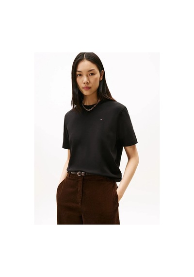 Tommy Hilfiger Modern Interlock Boxy Ss Tee Kadın Siyah T-shirt - Ww0ww47458 Siyah