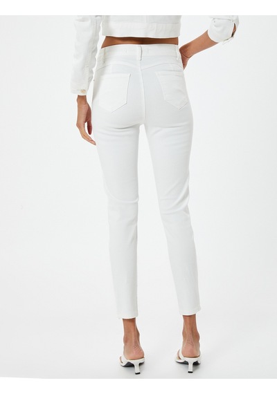 Koton Yüksek Bel Kot Pantolon Skinny Fit Push Up Beyaz 4sal40070md Beyaz