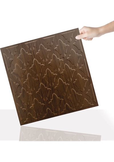3 Boyutlu Duvar Paneli Kabartmalı Salon Desen Pvc 41x41 Cm/ 6 Adet /1 M² Teak