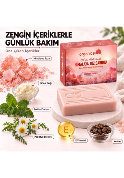 Himalaya Tuz Sabunu 120 Gr X 3 Adet Köpüren Formül - Zengin Doğal Mineralli Pembe Himalaya Kaya Tuzu Sabunu