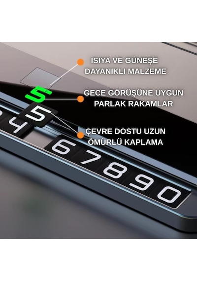 Coofbe Premıum Fosforlu Gizlenebilir Alüminyum Araç Park Telefon Numaratörü Geçici Park Numaratör Plakalık 1 Adet