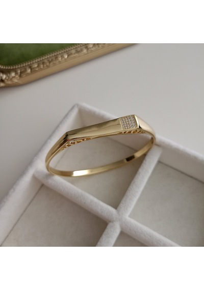 Lente Aksesuar Xuping Kararmaz Çelik Plaka Kelepçe Bilezik - 60 Mm Altın - Gold