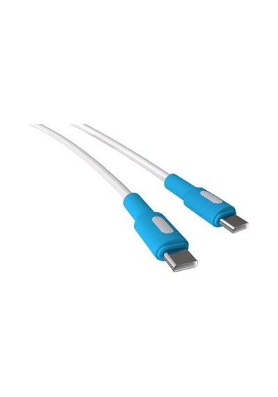 Type C-c Power Delivery Hızlı Şarj Kablosu, Beyaz Kablo, Beyaz/mavi Uçlar 120 Cm