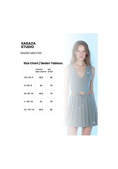 Sagaza Studio Ss6050 Eva Pileli Etek Yesıl