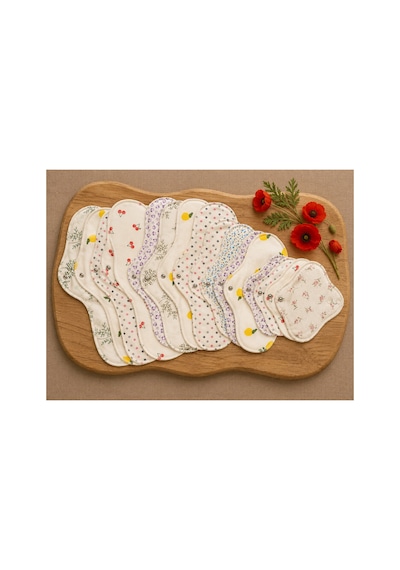 Yıkanabilir Doğal Kadın Pedi 8'li Karışık %100 Pamuk 2s+2m+2l+2xl