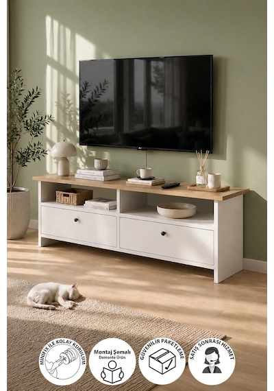 Bofigo Tv Sehpası 2 Kapaklı Tv Ünitesi Televizyon Sehpası 120 X 30 Cm Santorini Safir Meşe Beyaz Safirmeşe - Beyaz Bofigo Tv Sehpası 2 Kapaklı Tv Ünitesi Televizyon Sehpası 120 X 30 Cm Santorini Safir Meşe Beyaz Safirmeşe - Beyaz