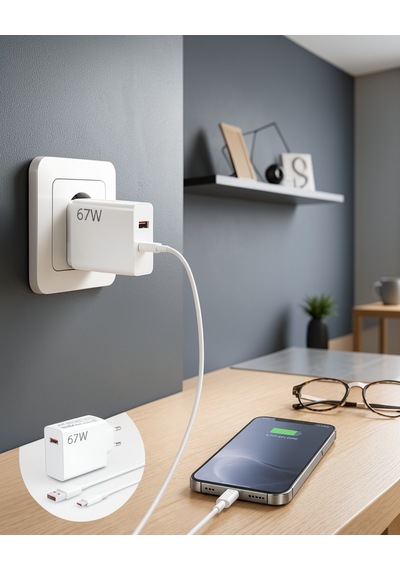 67 Watt Hızlı Şarj Aleti Type-c Lightning Kablo Dahil