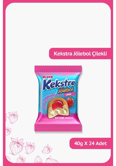 Kekstra Jölebol Çilekli Kek - 40 Gram - 24 Adet