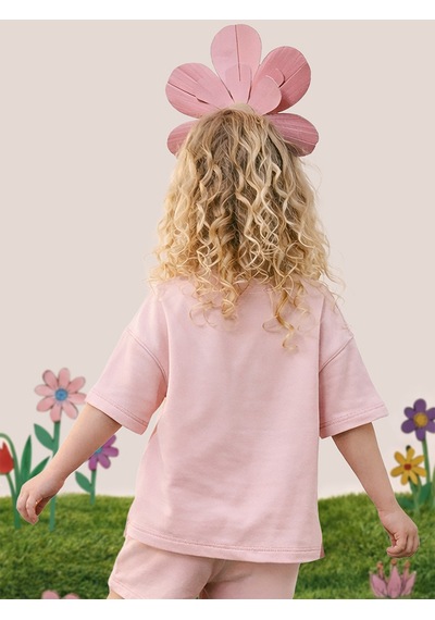 Mshb&g Hardal Bisiklet Yaka Oversize T-shirt Kız Çocuk %100 Pamuk Renkli