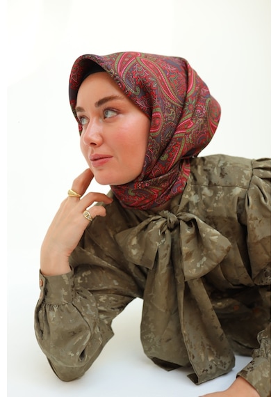 Silk Home Twill İpek Eşarp 11455-06 Narçiçeği, Funda, Yeşil, Pembe