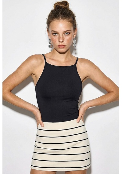 Shade Kadın Halter Yaka Saran Basic Bluz 60251253 - Füme