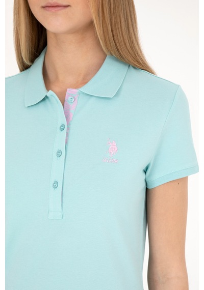 U.S. Polo Assn.  Kadın Su Yeşili Basic Polo Yaka Tişört 50289361-VR083