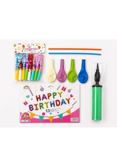 Dordoi 28 Parça Happy Birthday Parti Seti Renkli Folyo Harf Balon, Balon Şişirme Pompası, Kaynana Dili Ve Balonlu Doğum Günü Süsleme Seti Dordoi 28 Parça Happy Birthday Parti Seti Renkli Folyo Harf Balon, Balon Şişirme Pompası, Kaynana Dili Ve Balonlu Doğum Günü Süsleme Seti