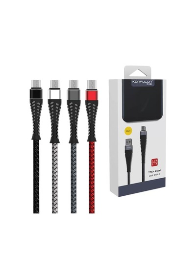 Konfulon S61 Micro Usb Kablo 1.2m 2.1a - Kırmızı