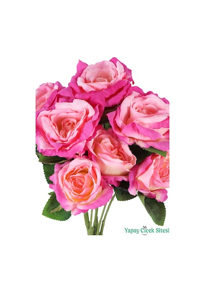 Yapay Çiçek Sitesi Yapay Şakayık Görünümlü Gül Demeti 50 Cm Fuşya Pembe