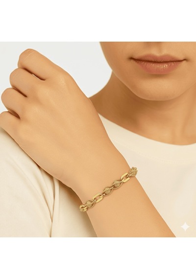 Tesbihane Kadın Xuping Bileklik - İtalyan Seyrek Küp Model - Tigers Eye Detaylı - Altın Renk
