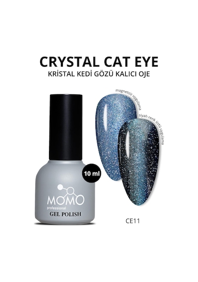 Momo Professional Kristal Kedi Gözü Kalıcı Oje Ce11 Yarı Şeffaf Mavi 10 Ml