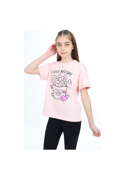 Toontoy Kids Toontoy Kız Çocuk Baskılı Tişört Pudra