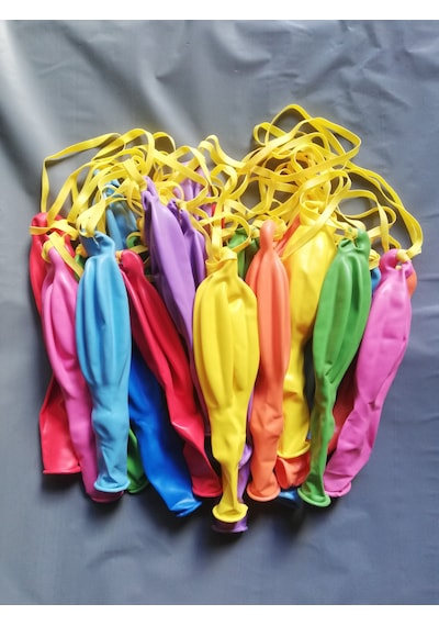 Lastikli Balon 100'lü Ipli Zıpzıp Atom Balon Punch Panç Balon Büyük Boy Renkli Balon 100 Adet Çok Renkli