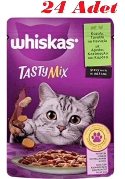 Whiskas Pouch Tastymix Kuzu & Tavuk & Havuçlu Yetişkin Kedi Maması 85 Gr 24 Adet