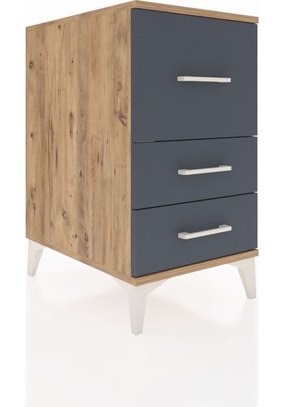 Kronos Komodin 3 Çekmeceli 44x59x80 Çam-antrasit Çam