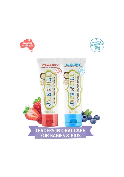 Jack N Jill Doğal Sertifikalı Diş Macunu - Çilek & Yaban Mersini Aromalı 2 Li Paket 2x50g