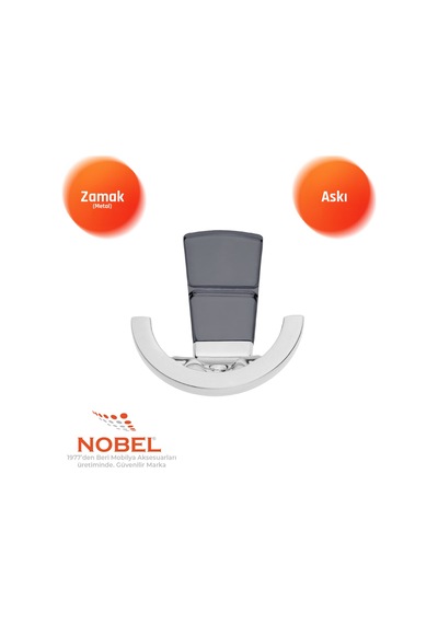 Tivist Lüks Askı, Metal, Vestiyer Askı, 123 Gr, Dolap Askılık, Duvar Askılığı, Krom Füme Vidalı