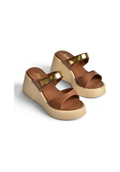 Fox Shoes Y973518509 Taba Kalın Tabanlı Kadın Terlik