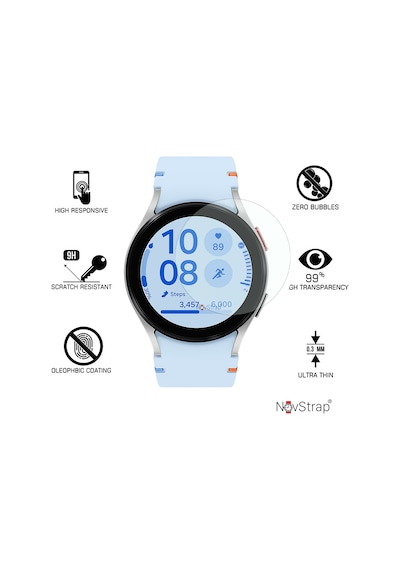 Novstrap Samsung Galaxy Watch 7 Fe 40mm İle Uyumlu Ekran Koruyucu Temperli Cam Uygulama Aparatlı