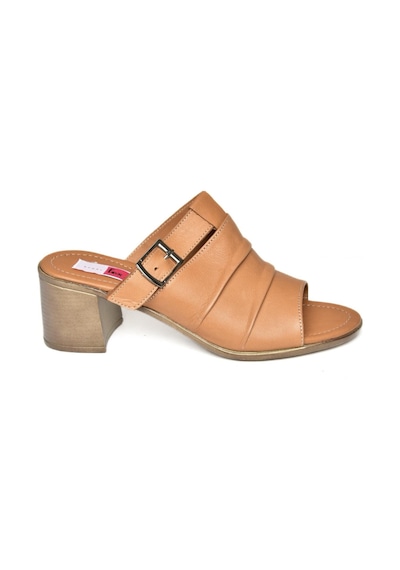 Fox Shoes P555450903 Taba Hakiki Deri Kalın Topuklu Günlük Kadın Terlik Taba-hakiki Deri Taba