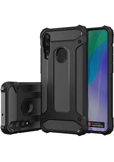 Noktaks - Huawei Uyumlu Huawei Y6p - Kılıf Çift Katman Zırh Tank Crash Military Kapak - Mavi