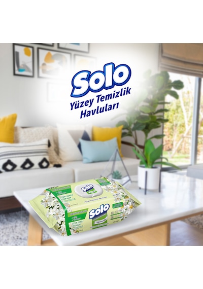 Solo Doğal Güç Bahar Çiçekleri Yüzey Temizleme Mendili 4'lü 400 Yaprak Beyaz
